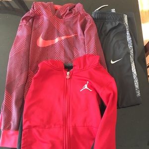 Boys Nike Pants & Hoodie and Jordan Zip Up Hoodie